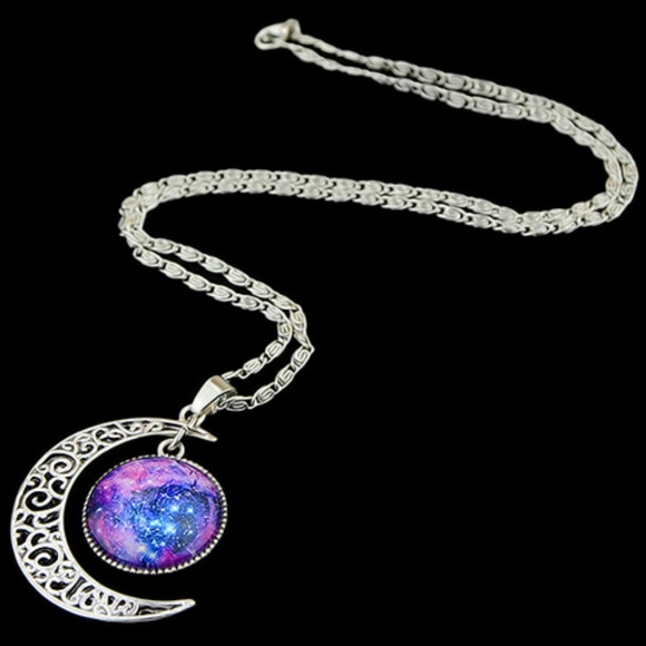 ⭐ Mystical Moon Cosmic Galaxy Necklace ⭐ - Picture 3 of 3